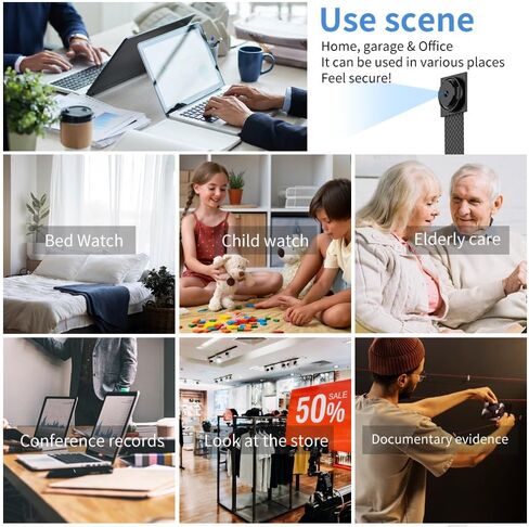 Mini WiFi Security Camera 4K HD, Portable Wireless Indoor Camera with Motion Alerts, Remote Monitoring, Local Storage Support, Compact Camera for Home, Pets, Office and Travel in Kuwait