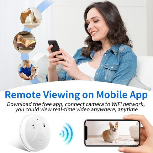 Indoor Security Camera Wireless WiFi Spy Camera 1080P Video Smoke the Detector Hidden Camera for Pets Home Wall Mount, Night Vision, Loop Filming, Motion Detection, Live Viewing, Android iOS Free App in Kuwait