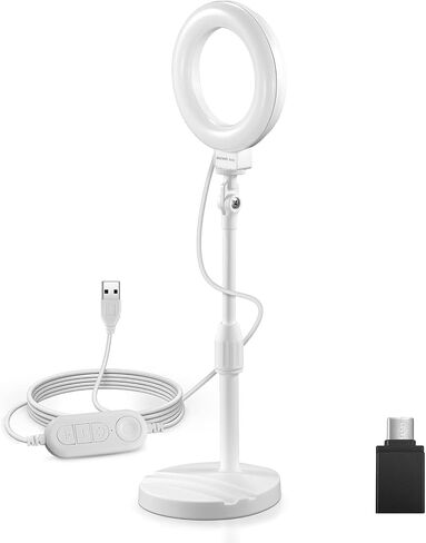 NEEWER 10" 20W LED Ring Light with Desk Stand Phone Holder for iPhone Laptop, Bi Color 2900K-7000K, USB C PD Input, CRI97+ 1660LX/0.5m, Selfie Makeup TikTok Recording Video Conference Lighting, RH10B in Kuwait