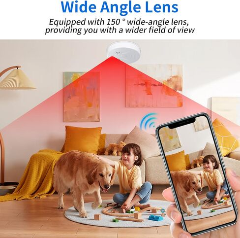 Indoor Security Camera Wireless WiFi Spy Camera 1080P Video Smoke the Detector Hidden Camera for Pets Home Wall Mount, Night Vision, Loop Filming, Motion Detection, Live Viewing, Android iOS Free App in Kuwait