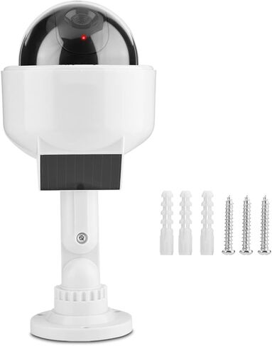 Solar Fake Security Camera,Dome Dummy Security Camera, Indoor Outdoor, Solar Powered, with Flashing Red LED for Home Warehouse,Shops White in Kuwait