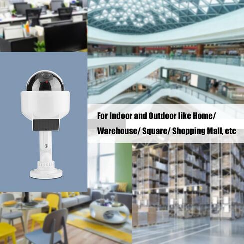 Solar Fake Security Camera,Dome Dummy Security Camera, Indoor Outdoor, Solar Powered, with Flashing Red LED for Home Warehouse,Shops White in Kuwait