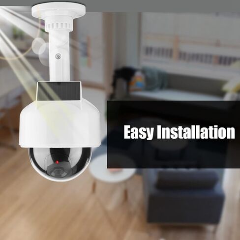 Solar Fake Security Camera,Dome Dummy Security Camera, Indoor Outdoor, Solar Powered, with Flashing Red LED for Home Warehouse,Shops White in Kuwait