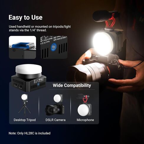 NEEWER Basics 28W Full RGB Pocket LED Video Light, Dimmable COB Studio Continuous Output Lighting for Photography Video Recording Vlog Streaming, 6000lux/0.5m 2500K–10000K CRI98 20 Scenes, HL28C in Kuwait