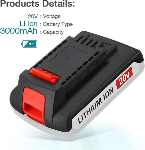 2 Pack 3.0Ah 20V Max Replacement for Black and Decker 20V Lithium Battery, Compatible with Black Decker LB20 LBX20 LST220 LBXR2020-OPE LBXR20B-2 LB2X4020 Cordless Tool Battery in Kuwait
