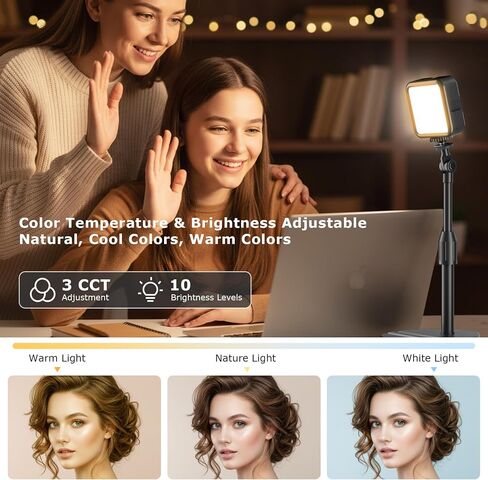 2-Pack Portable Rechargeable LED Video Light, Battery Powered Photography Lighting Kit with Stand & Phone Holder, Dimmable Camera Light for Live Streaming, YouTube, TikTok, Zoom, Video Recording in Kuwait