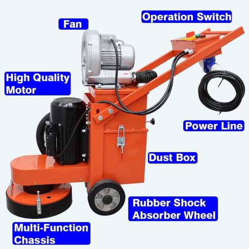 INTSUPERMAI Concrete Floor Polisher Hand-push Cement Ground Grinder Terrazzo Ground Grinding Machine Adjustable Floor Surfacing Grinder Floor Ground Polishing Machine with Vacuum Fan 220V in Kuwait