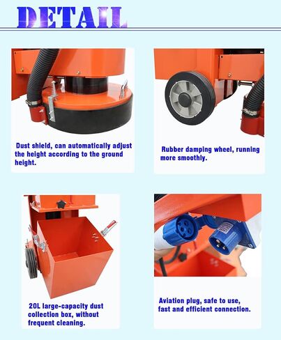 INTSUPERMAI Concrete Floor Polisher Hand-push Cement Ground Grinder Terrazzo Ground Grinding Machine Adjustable Floor Surfacing Grinder Floor Ground Polishing Machine with Vacuum Fan 220V in Kuwait
