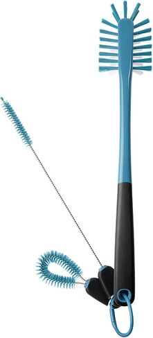 MOSOLAN 3-in-1 Water Bottle Cleaning Brush Set - Long Handle Scrubbing Brush for Tumbler, Straw, Baby Bottles, Drinking Glasses, Smokey Blue in Kuwait