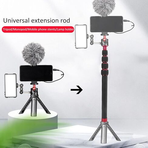 Camera Monopod Tripod Extension Rod Aluminum Alloy Adjustable 33.5 to 108cm 5 Section Knob Lock 5kg Load 1/4 Screw for Photography Travel Hiking in Kuwait