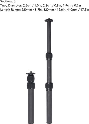 Jiawu Carbon Fiber Tripod Extension Pole, 22lbs Load Capacity Tripod Center Column Tube, 3 Section Extension Rod with POM Anti Slip Sheet for DSLR Camera Monopod Travel Photography in Kuwait