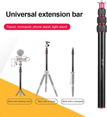 Cuifati LR-224 Tripod Extender Pole, 4 Section Aluminum Alloy Telescopic Center Column Stick Rod, with 1/4 Inch Screw Top and Bottom, for DSLR Camera Professional Equipment and in Kuwait