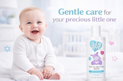 Baby Love Tear-Free Body Wash - Top to Bottom wash, Hypoallergenic, Sensitive Skin, Paraben Free, Baby Shampoo & Body Wash - 14 FL OZ (414 ml) in Kuwait