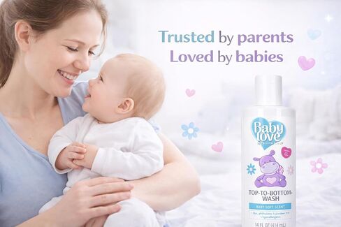 Baby Love Tear-Free Body Wash - Top to Bottom wash, Hypoallergenic, Sensitive Skin, Paraben Free, Baby Shampoo & Body Wash - 14 FL OZ (414 ml) in Kuwait