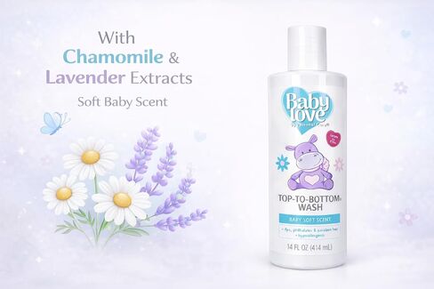 Baby Love Tear-Free Body Wash - Top to Bottom wash, Hypoallergenic, Sensitive Skin, Paraben Free, Baby Shampoo & Body Wash - 14 FL OZ (414 ml) in Kuwait