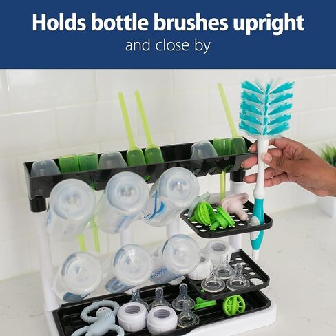 Dr. Brown's Baby Bottle Drying Tower, Stand-Up Drying Rack with Soft Touch No Scratch Baby Bottle Cleaning Brush, Blue in Kuwait