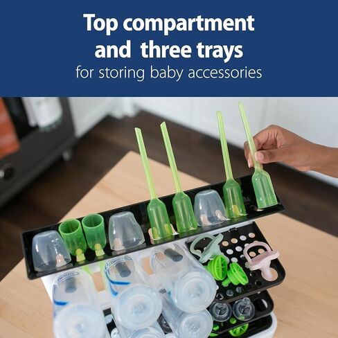 Dr. Brown's Baby Bottle Drying Tower, Stand-Up Drying Rack with Soft Touch No Scratch Baby Bottle Cleaning Brush, Blue in Kuwait