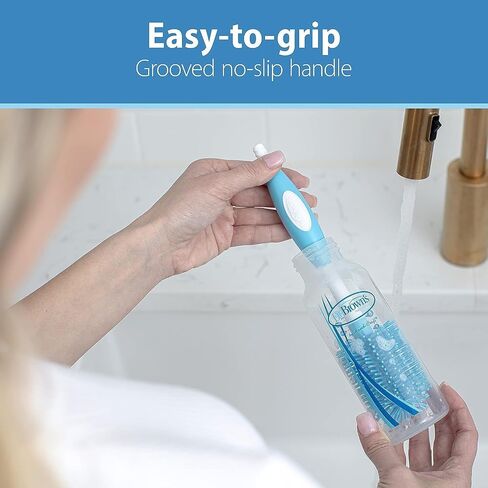 Dr. Brown's Baby Bottle Drying Tower, Stand-Up Drying Rack with Soft Touch No Scratch Baby Bottle Cleaning Brush, Blue in Kuwait