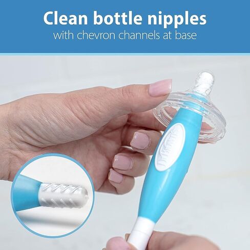 Dr. Brown's Baby Bottle Drying Tower, Stand-Up Drying Rack with Soft Touch No Scratch Baby Bottle Cleaning Brush, Blue in Kuwait