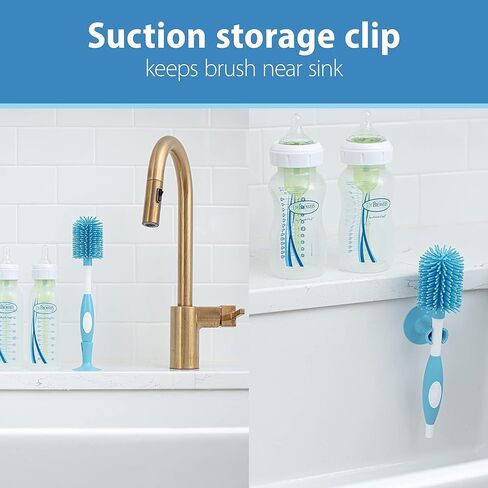Dr. Brown's Baby Bottle Drying Tower, Stand-Up Drying Rack with Soft Touch No Scratch Baby Bottle Cleaning Brush, Blue in Kuwait