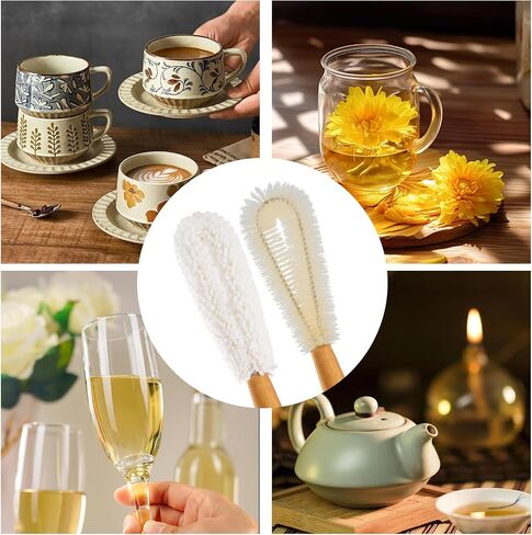 YMZ C&A Bottle Brush Cleaner Set-Teak Wood Handle for Glass Cups, Coffee Cups, Mugs, and Sport Bottles in Kuwait