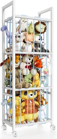 Stuffed Animal Storage, Metal Stuffed Animal Holder with Wheels & Elastic Cords, Space Save Toy Organizer, Large Capacity Stuffed Animal Zoo for Playroom, Bedroom, Nursery (54" Blue) in Kuwait