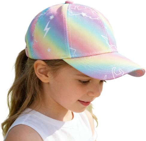 Kids Girls Baseball-Trucker-Hat Cap for Age 3-6, Pink Unicorn Adjustable Sun Protection Sport Hats for Outdoor in Kuwait