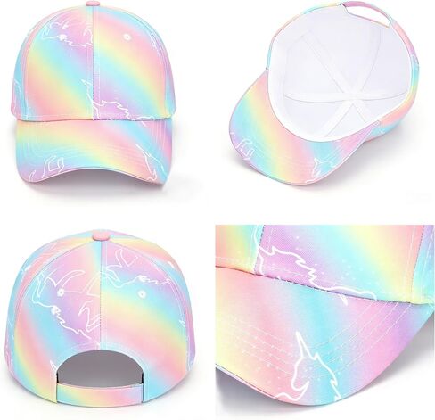 Kids Girls Baseball-Trucker-Hat Cap for Age 3-6, Pink Unicorn Adjustable Sun Protection Sport Hats for Outdoor in Kuwait