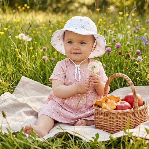 Nydotd 2 Pack Baby Sun Hat Muslin Toddler Bucket Hat UPF 50+ Sun Protection Wide Brim Cap Kids Girls Summer Beach Hats in Kuwait
