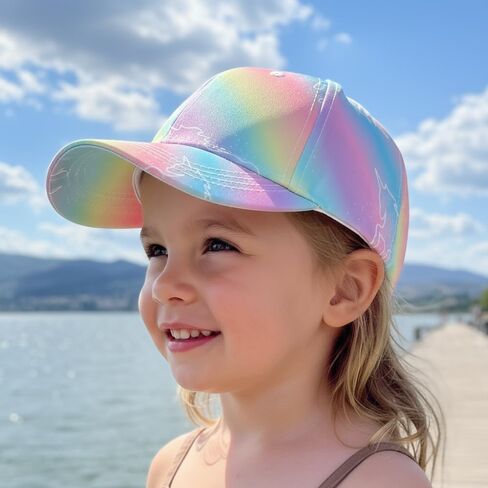 Kids Girls Baseball-Trucker-Hat Cap for Age 3-6, Pink Unicorn Adjustable Sun Protection Sport Hats for Outdoor in Kuwait