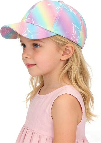 Kids Girls Baseball-Trucker-Hat Cap for Age 3-6, Pink Unicorn Adjustable Sun Protection Sport Hats for Outdoor in Kuwait