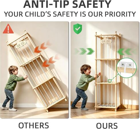Stuffed Animal Storage Zoo - 54 Inch Large Wooden Toy Organizer, Anti-Tip Design Plushie Storage Rack for Nursery & Playroom, Easy Assembly in Kuwait
