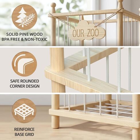 Stuffed Animal Storage Zoo - 54 Inch Large Wooden Toy Organizer, Anti-Tip Design Plushie Storage Rack for Nursery & Playroom, Easy Assembly in Kuwait