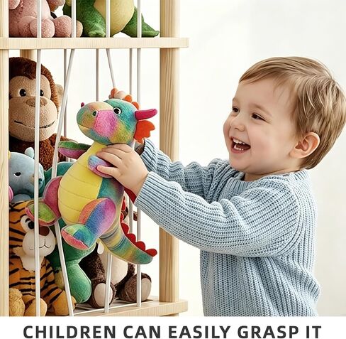 Stuffed Animal Storage Zoo - 54 Inch Large Wooden Toy Organizer, Anti-Tip Design Plushie Storage Rack for Nursery & Playroom, Easy Assembly in Kuwait