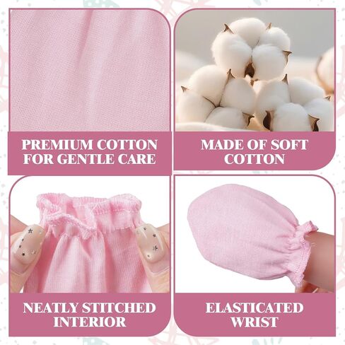 4Pack Newborn Baby Hats and Mittens Set Cotton Bow Infant Caps Gloves Warm Knit No Scratch Mitten Beanie Set for Baby Girls Boys in Kuwait