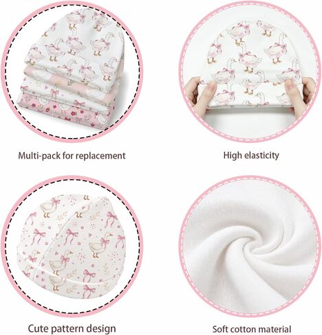 6 Pack Baby Beanie Hats for Newborns Goose Toddler Beanies Baby Girl Hat Pink Cotton Soft Warm Cap Newborn Hospital Hat for Infant Girls 0-6 Months in Saudi Arabia