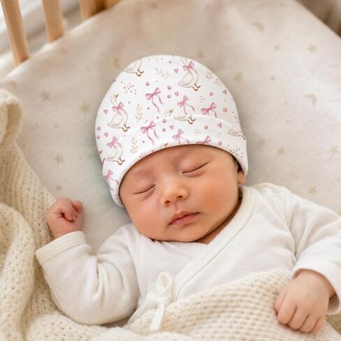 6 Pack Baby Beanie Hats for Newborns Goose Toddler Beanies Baby Girl Hat Pink Cotton Soft Warm Cap Newborn Hospital Hat for Infant Girls 0-6 Months in Saudi Arabia
