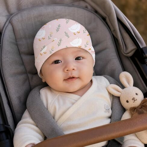 6 Pack Baby Beanie Hats for Newborns Goose Toddler Beanies Baby Girl Hat Pink Cotton Soft Warm Cap Newborn Hospital Hat for Infant Girls 0-6 Months in Saudi Arabia