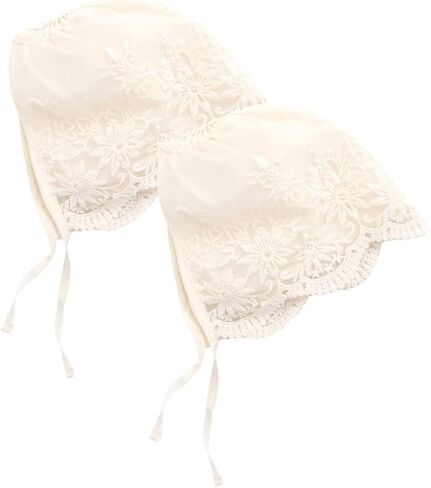 Eyelet Lace Christening Bonnet Silk Hair Bonnet Baby 2pcs Baby Lace Hat for Newborn Summer Hat Beige Thin Section Girl Colonial Hat in Kuwait