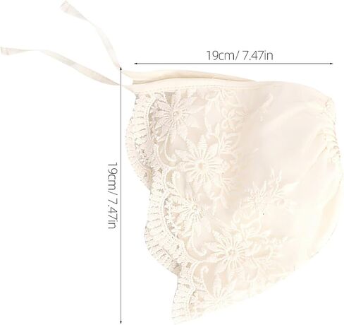 Eyelet Lace Christening Bonnet Silk Hair Bonnet Baby 2pcs Baby Lace Hat for Newborn Summer Hat Beige Thin Section Girl Colonial Hat in Kuwait