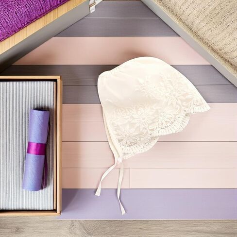 Eyelet Lace Christening Bonnet Silk Hair Bonnet Baby 2pcs Baby Lace Hat for Newborn Summer Hat Beige Thin Section Girl Colonial Hat in Kuwait