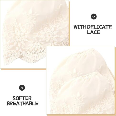 Eyelet Lace Christening Bonnet Silk Hair Bonnet Baby 2pcs Baby Lace Hat for Newborn Summer Hat Beige Thin Section Girl Colonial Hat in Kuwait