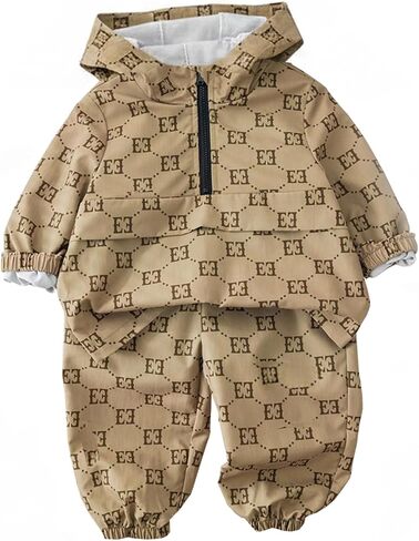 Baby Boys Long Sleeve Half Zipper Hooded Pullover & Pants Set 6M-3T | 2 Piece Spring Fall Outfits, Toddler Clothes Set, Elastic Waist Casual Trousers in Saudi Arabia