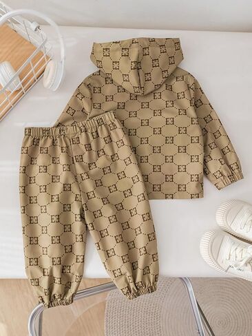 Baby Boys Long Sleeve Half Zipper Hooded Pullover & Pants Set 6M-3T | 2 Piece Spring Fall Outfits, Toddler Clothes Set, Elastic Waist Casual Trousers in Saudi Arabia