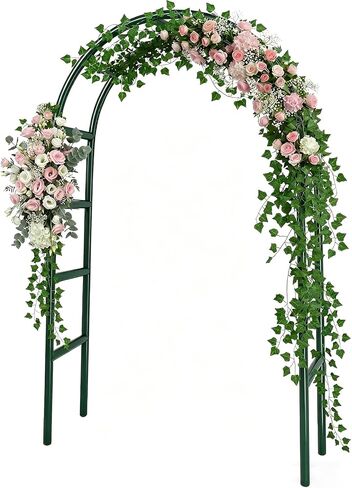 RUBFAC 7.8ft Metal Wedding Arch Frame, White Garden Trellis for Climbing Plants Outdoor, Garden Arbors and Arches Party Archway for Flower Rose Vines Birthday Bridal Christmas Decoration in Kuwait
