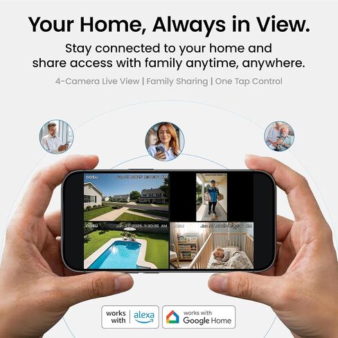 aosu 3K Solar Security Camera Outdoor Wireless Kit System with 2K Video Doorbell & Indoor Camera, 360° Protection, AI Alerts, Cross-Camera Tracking, Color Night Vision Expandable to 16TB Local Storage in Kuwait