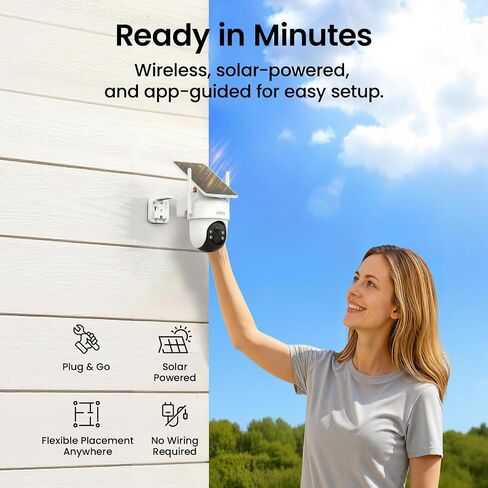 aosu 3K Solar Security Camera Outdoor Wireless Kit System with 2K Video Doorbell & Indoor Camera, 360° Protection, AI Alerts, Cross-Camera Tracking, Color Night Vision Expandable to 16TB Local Storage in Kuwait