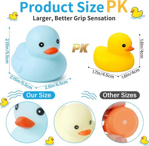 25Pcs Mini Luminous Rubber Duck Bath Toys, Bathtub Floating Squeaky Duck Bulk Baby Preschool Bath Toy for Baby Shower Infants Kids Toddler Birthday Party Decoration Gift (Large) in Kuwait