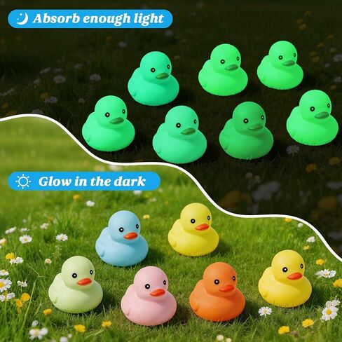 25Pcs Mini Luminous Rubber Duck Bath Toys, Bathtub Floating Squeaky Duck Bulk Baby Preschool Bath Toy for Baby Shower Infants Kids Toddler Birthday Party Decoration Gift (Large) in Kuwait