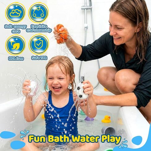 4 PCS Water Splash Ball, Pool Football Basketball Soccer Baseball Toys, Outdoor Swimming Pool Beach Bath Water Toys for Kids Toddler, Backyard Games Summer Birthday Gifts for Boys Girl in Kuwait